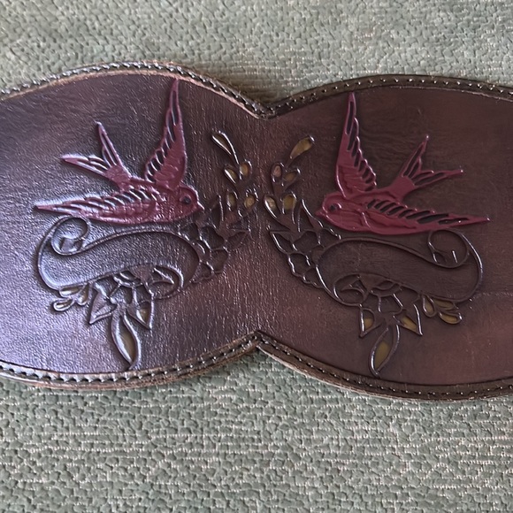 Leather Top Shop Belt from Anthropologie, Size Small, Sparrow etching - Picture 2 of 7